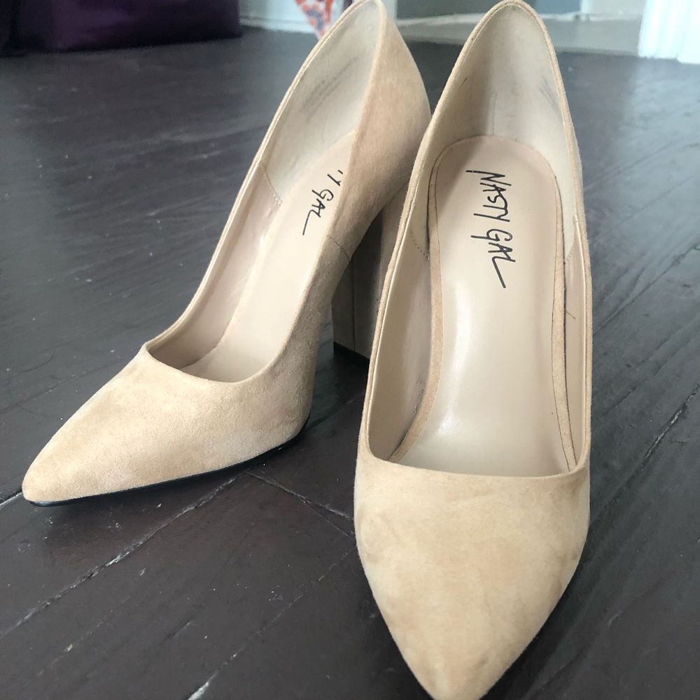 Nasty Gal Suede Nude Pumps